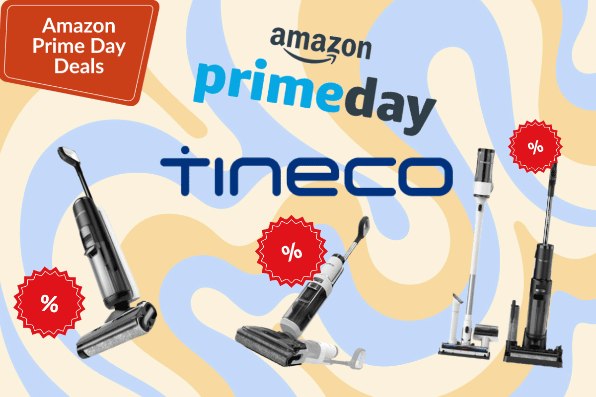 Verschiedene Tineco Akkusauger und Wischsauger mit Rabattkennzeichnung für ein Superangebot zum Amazon Prime Day.